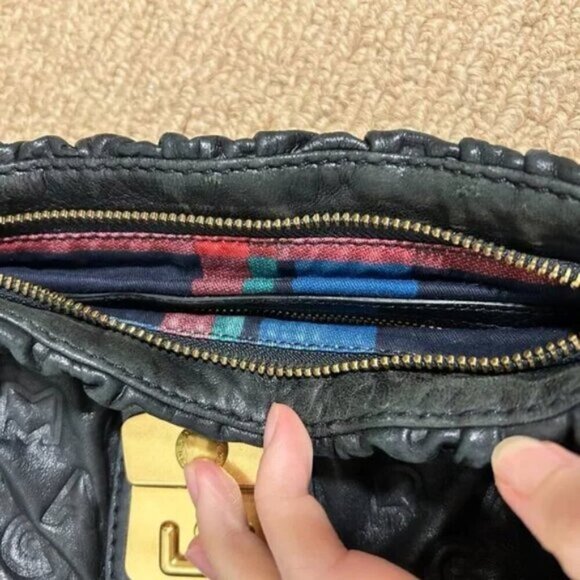 Marc by Marc Jacobs Leather Dreamy Letter Embossed Crossbody Bag Black - Picture 9 of 15